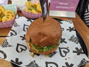 Double cheeze burger at Vegan Junk Food Bar - De Pijp in Amsterdam