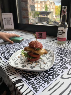 Baby chicken wing burger  at Vegan Junk Food Bar - De Pijp in Amsterdam