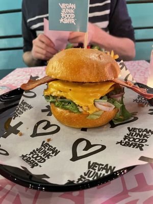 Double cheezy smash burger   at Vegan Junk Food Bar - De Pijp in Amsterdam