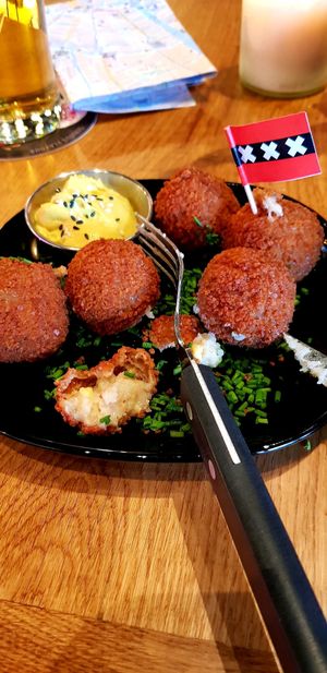 Vegan bitterballen - yes please!  at Vegan Junk Food Bar - De Pijp in Amsterdam
