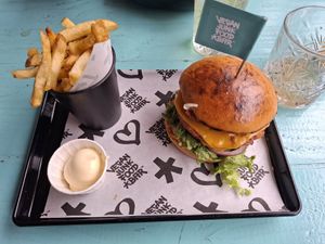 Double Cheezy Smash Burger at Vegan Junk Food Bar - De Pijp in Amsterdam