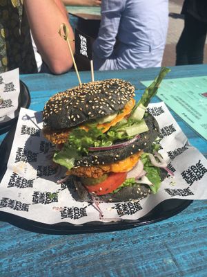 Vegan chicken burger at Vegan Junk Food Bar - De Pijp in Amsterdam