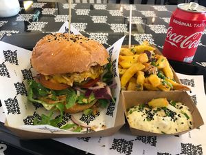 Vegan burger at Vegan Junk Food Bar - De Pijp in Amsterdam
