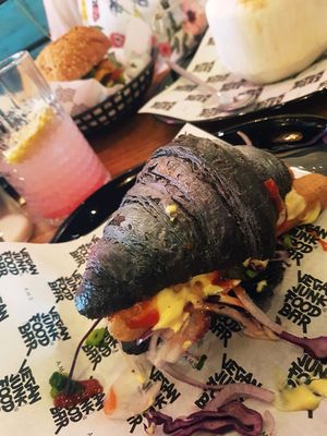 croissant with vegan sausages at Vegan Junk Food Bar - De Pijp in Amsterdam