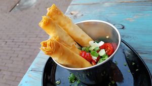 Vegan cheese springrolls at Vegan Junk Food Bar - De Pijp in Amsterdam