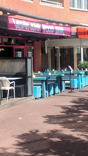 you can sit outside too, but it was too hot! at Vegan Junk Food Bar - De Pijp in Amsterdam