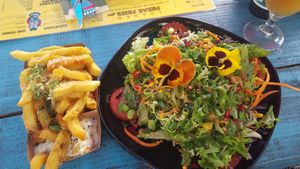 Fries and salad at Vegan Junk Food Bar - De Pijp in Amsterdam