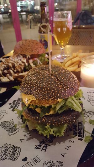 Double chicken burger at Vegan Junk Food Bar - De Pijp in Amsterdam