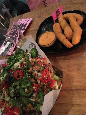 Kapsalon and shrimp at Vegan Junk Food Bar - De Pijp in Amsterdam