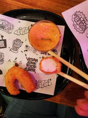 vegan shrimps - really good! at Vegan Junk Food Bar - De Pijp in Amsterdam