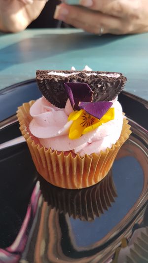 Strawberry cupcake at Vegan Junk Food Bar - De Pijp in Amsterdam