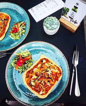 Flatbread in der Juicebar Lebeleicht at Lebeleicht Hamburg in Hamburg