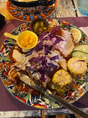 Vegan enchiladas - super yummy massive portion. at Tres Amigos Mexican Cantina in Boracay