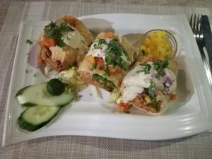 Vegan Chimichanga - super filling ! at Tres Amigos Mexican Cantina in Boracay