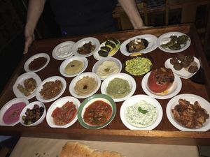 Mezze platter.  22 choices, of which only 3 had meat.  Choose which you want.   at Anatoli in Cape Town