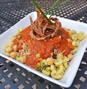 Koshari, the Egyptian National Dish, is vegan!  at Aya's Cafe in Philadelphia