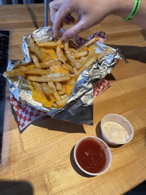 Vegan Cheddar Cheese Fries at The Pizza Patio in Flagstaff