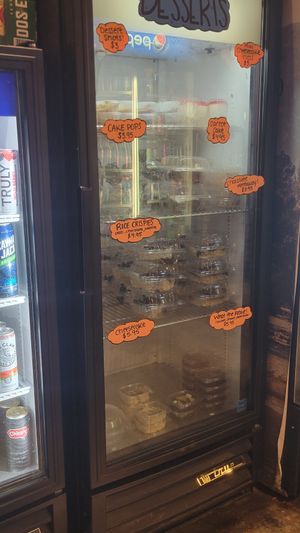 Dessert case moty vegan at The Pizza Patio in Flagstaff