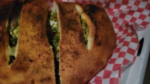 Loaded calzone at The Pizza Patio in Flagstaff