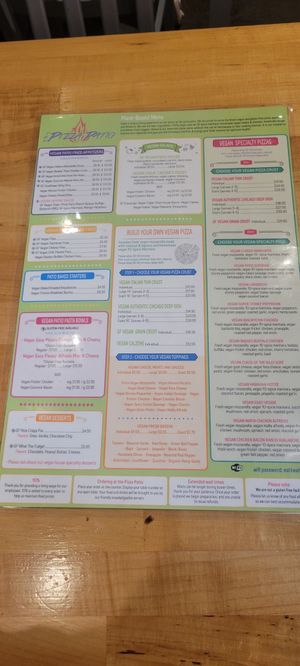 Menu as of early December 2021 at The Pizza Patio in Flagstaff