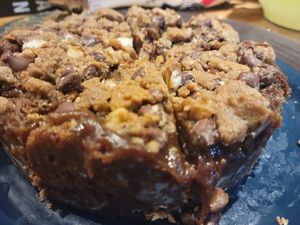 Deep dish S'mores cookie-Bourbon Pecan Pie bars on GF Toffee crust by Heaven Sent Foods at The Pizza Patio in Flagstaff