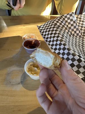 The cheese inside the mozzarella sticks (loved it!!!!)  at The Pizza Patio in Flagstaff