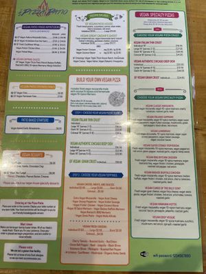 Vegan menu   at The Pizza Patio in Flagstaff