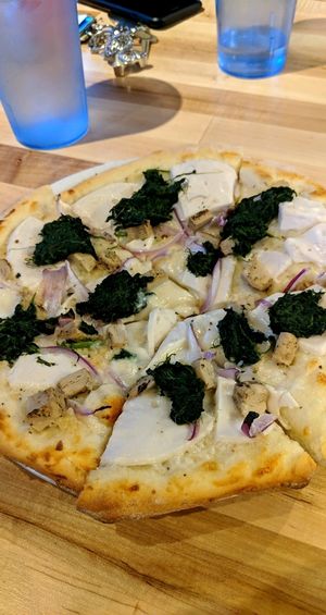 Vegan Chicken Alfredo Pizza at The Pizza Patio in Flagstaff
