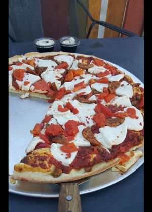 Deep dish vegan at The Pizza Patio in Flagstaff