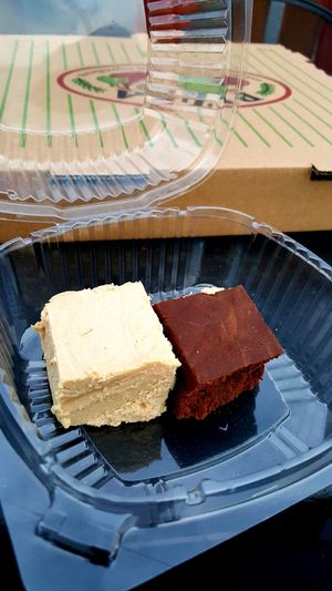Vegan peanut butter and chocolate fudge at The Pizza Patio in Flagstaff