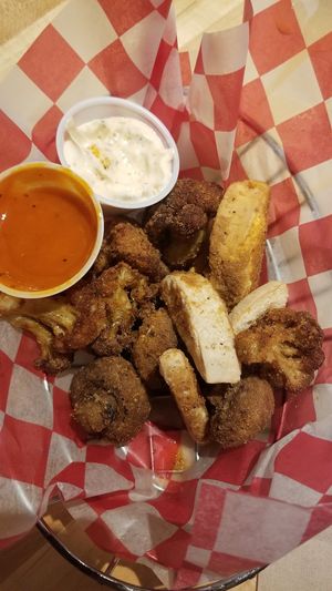 Vegan appetizer sampler at The Pizza Patio in Flagstaff