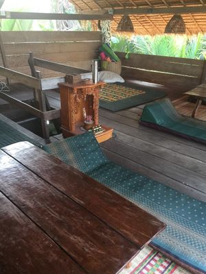 Upstairs chill out area. Watch the sunset whilst enjoying some of our wonderful dishes. at Eden Eco Village in Kampot