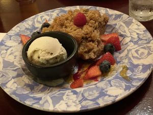 Rhubarb crumble and vanilla ice cream - The Porterhouse, Killarney  at The Porterhouse in Killarney