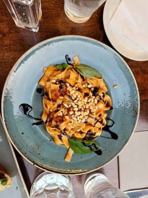 Red pesto pasta (or gnocci) at The Porterhouse in Killarney