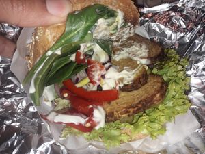 Tempeh burger at Krowarzywa in Gdansk