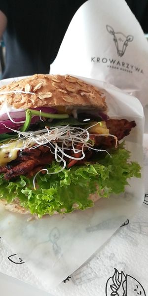 Pastrami Burger with vegan Mayonnaise at Krowarzywa in Gdansk