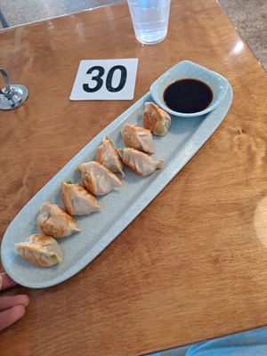 Dill pan seared dumplings at Hello Dumpling in Dallas