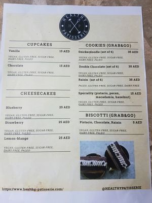 menu  at Healthy Patisserie in Dubai