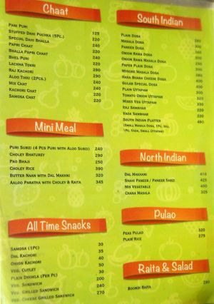 menu at Gulab - Kamal Pokhari in Kathmandu
