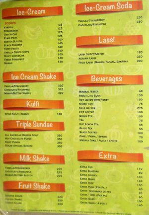 menu at Gulab - Kamal Pokhari in Kathmandu