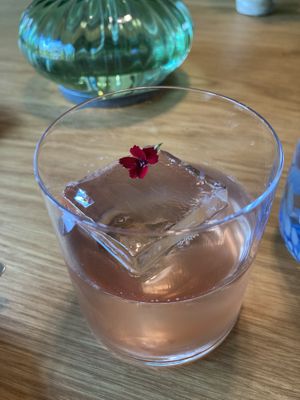 Strawberry ruhbarb drink  at Restaurant Moment in Roende