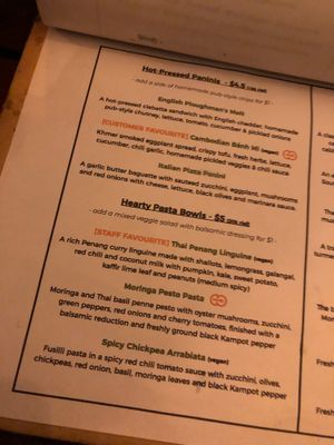 Menu page 1 at Moringa in Siem Reap