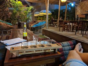 Beer taster and interior at Moringa in Siem Reap