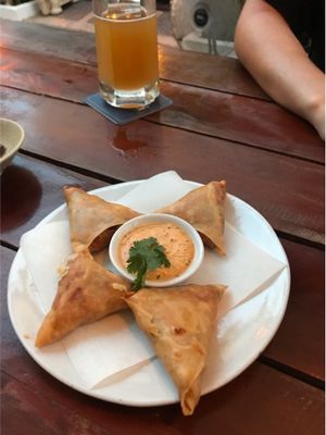 Rajasthani samosas (vegan) at Moringa in Siem Reap