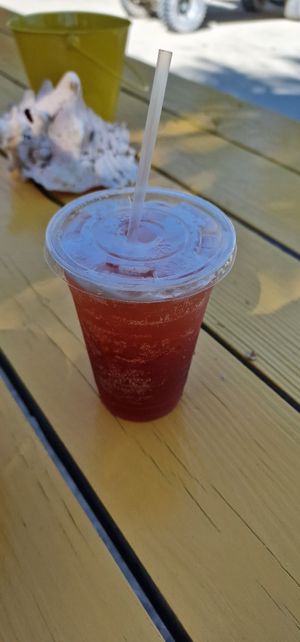 Half lemonade half ice tea at Ice and Beans Cafe in Caye Caulker