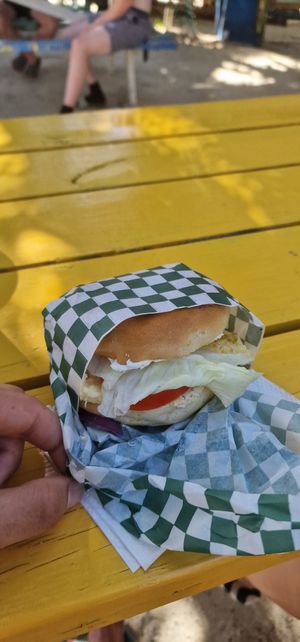 Bagel at Ice and Beans Cafe in Caye Caulker