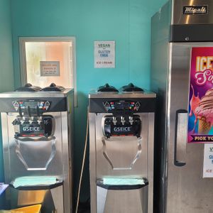 Vegan soft serve. Chocolate & Vanilla at Ice and Beans Cafe in Caye Caulker