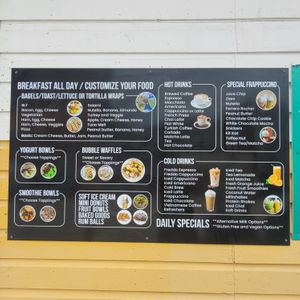 Menu at Ice and Beans Cafe in Caye Caulker