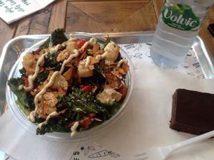 Kale Caesar salad and brownie at Fressh in Birmingham