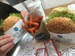 Burgers and sweet potato fries at Fressh in Birmingham